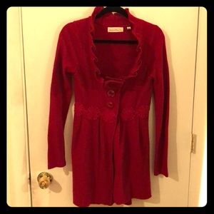 Cranberry wool sweater coat